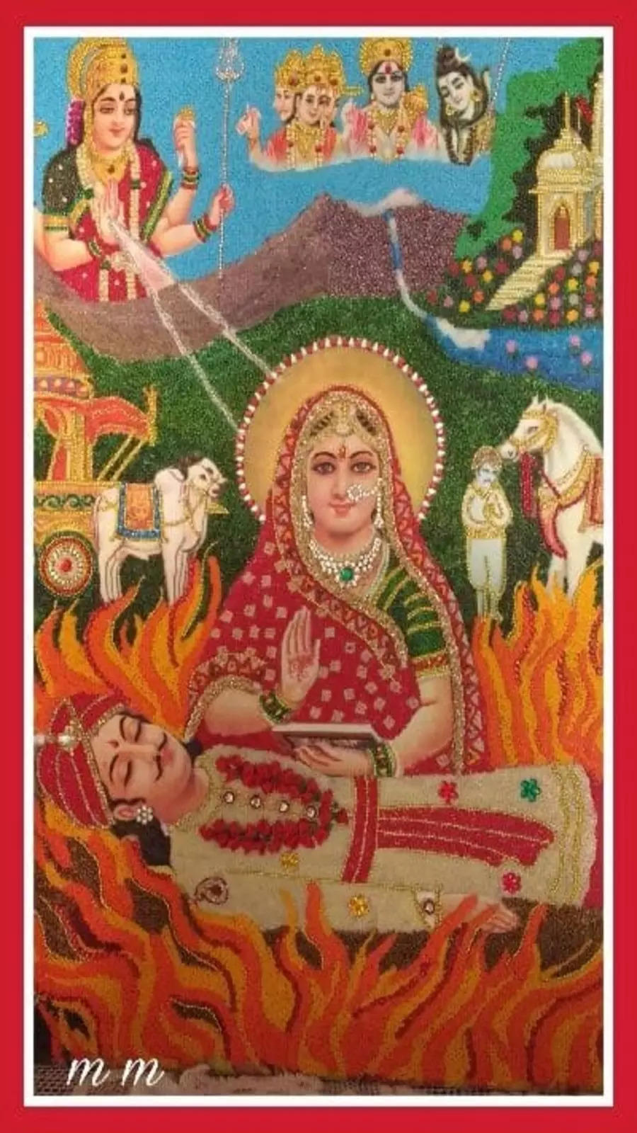 Sri Rani Sati Dadi 3D Tanjore Painting