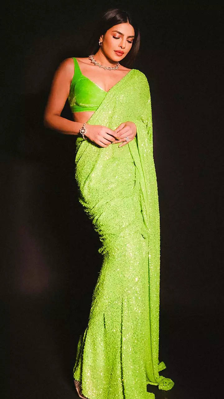 Priyanka Chopra exudes 'Desi Girl' vibes in neon green saree