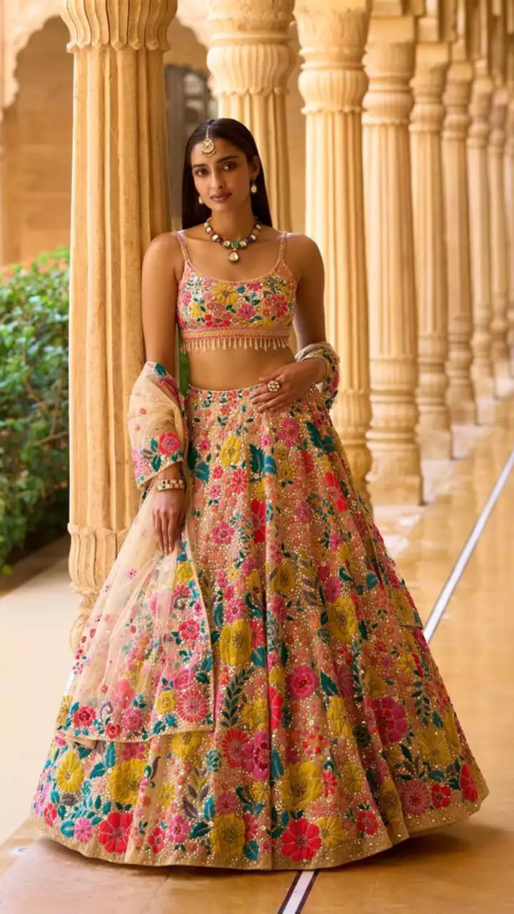 Pure Designer Georgette Bridal Lehenga at Rs.21100/Piece in surat offer by  geet gauri fashion