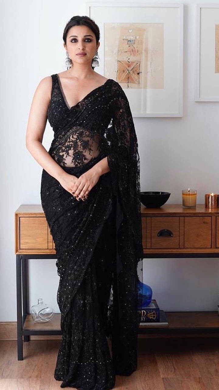 Designer Black Georgette Silk Sequins Work Ruffle Saree, 5.5 m (separate  blouse piece) at Rs 1199/piece in Surat