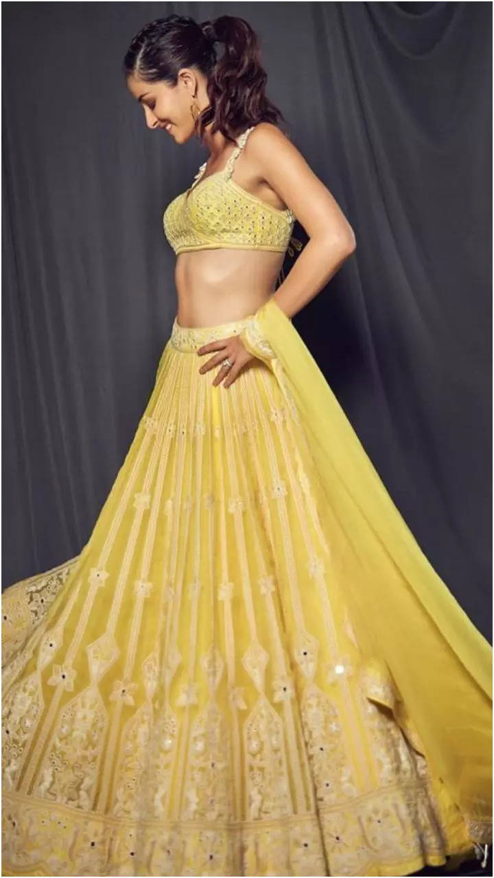 Mulmul Organza Morni Yellow Lehenga