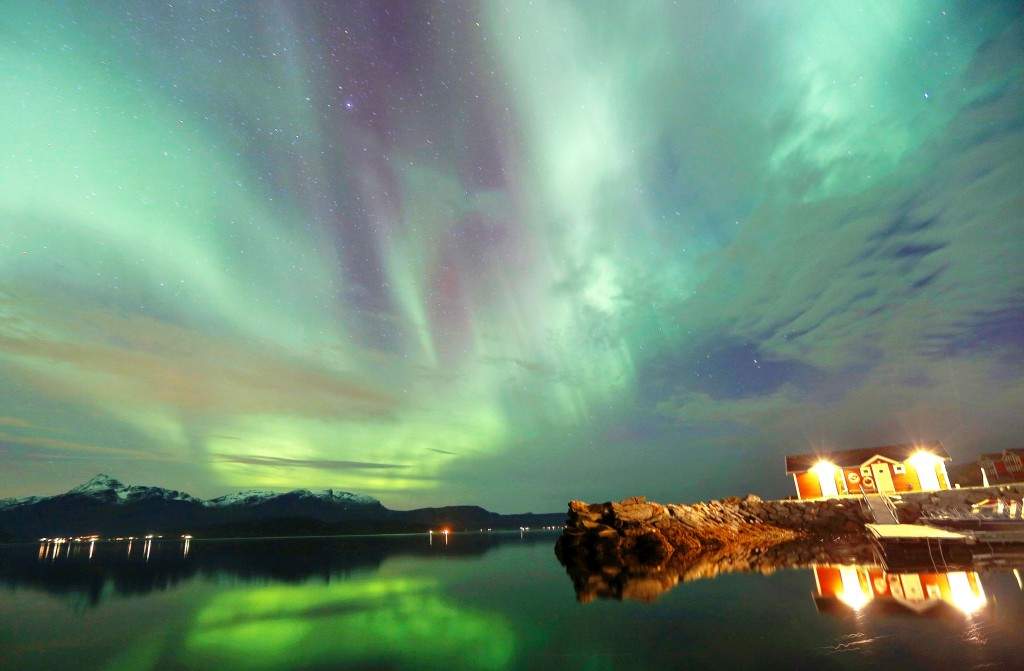 An Aurora Borealis is seen in Northern Norway
