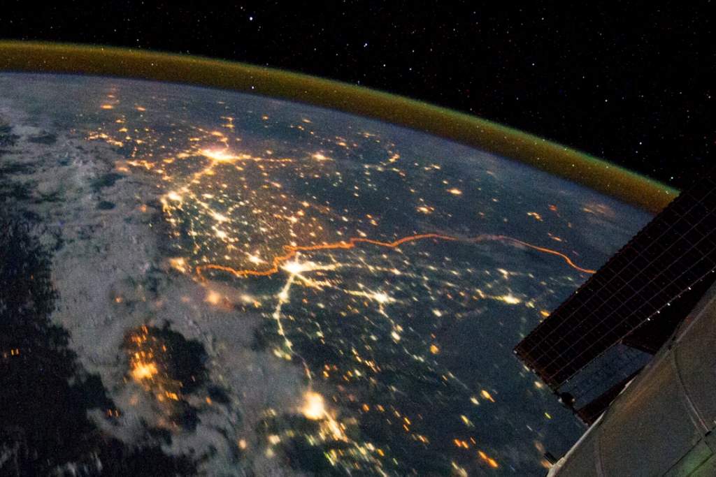The India-Pakistan border appears as an orange line in this photograph taken by the Expedition 28 crew on the International Space Station (ISS). (REUTERS/NASA/Handout)