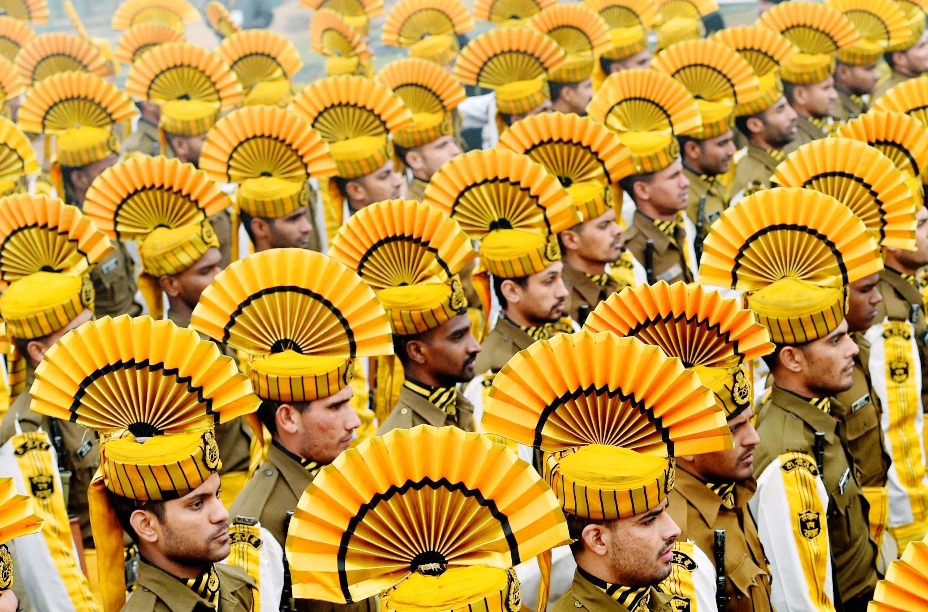 Army Jawans during the rehearsal for the Republic Day parade in New Delhi. (PTI photo by Shahbaz Khan)