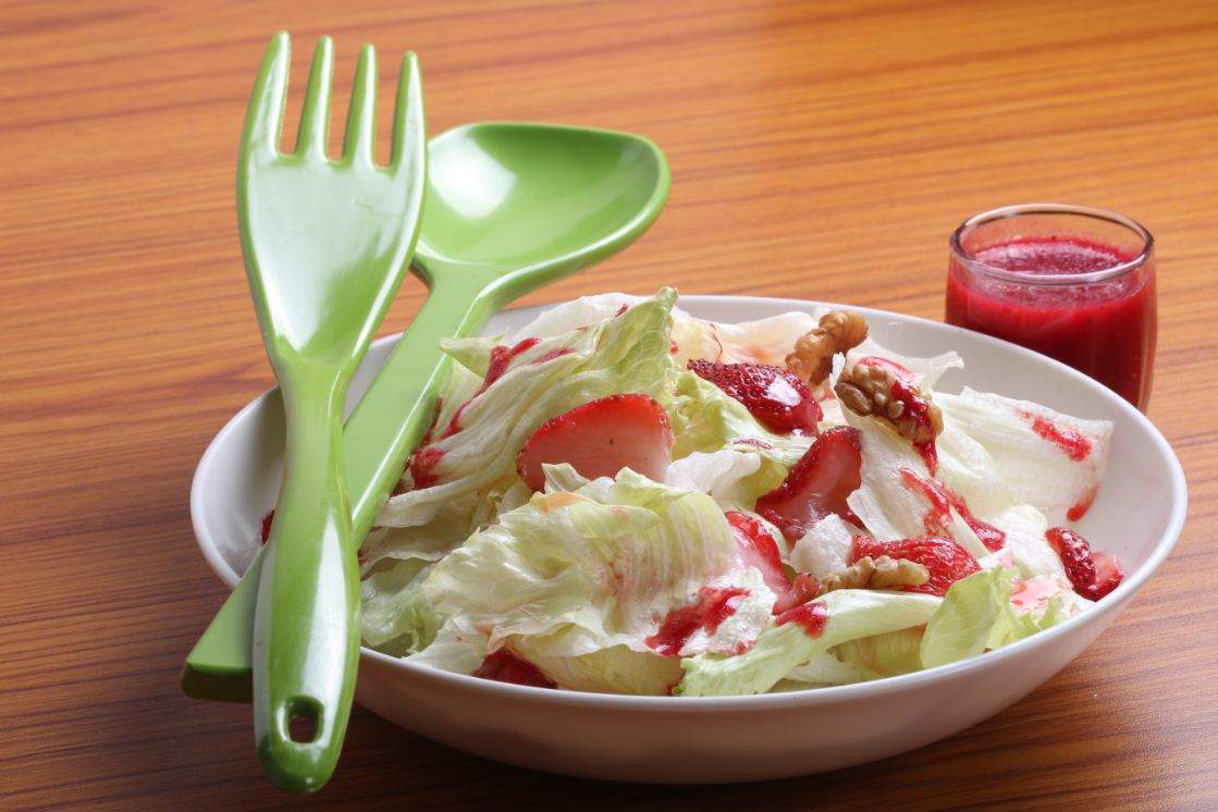 Iceberg and strawberry salad with toasted walnuts