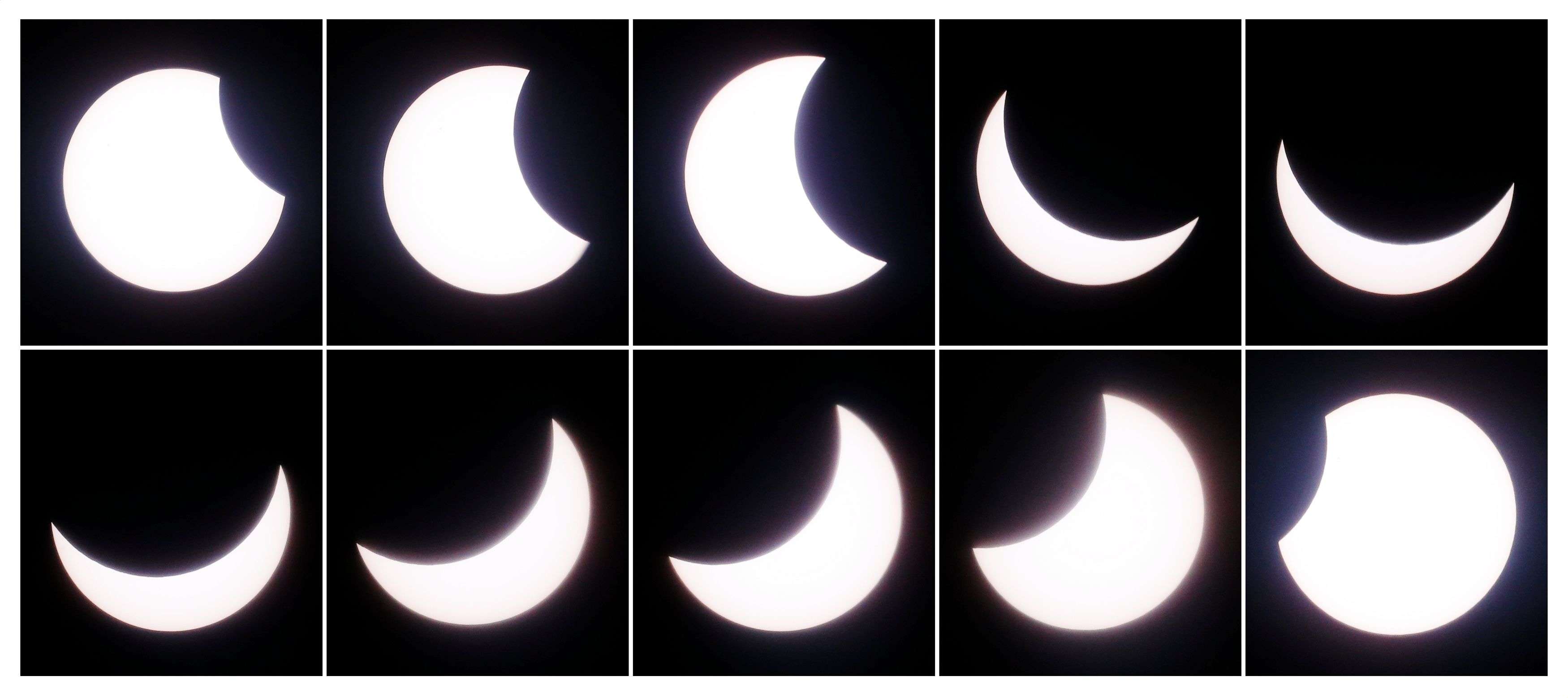 A combination of photographs shows a partial solar eclipse seen in Berlin. (REUTERS/Fabrizio Bensch)