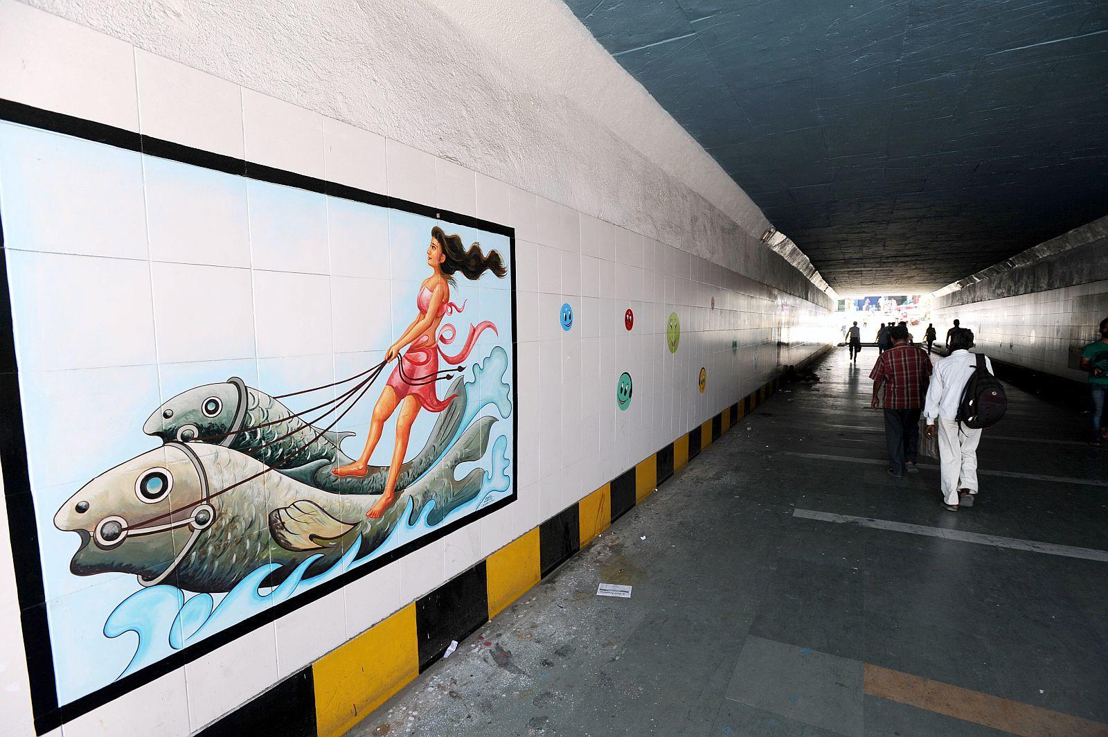 The recently decorated walls of a subway under the Sion-Panvel highway near Kharghar station, Mumbai. (Photo: K K Choudhary)