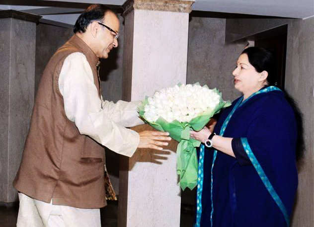 File photo of J Jayalalithaa meeting Arun Jaitley in January