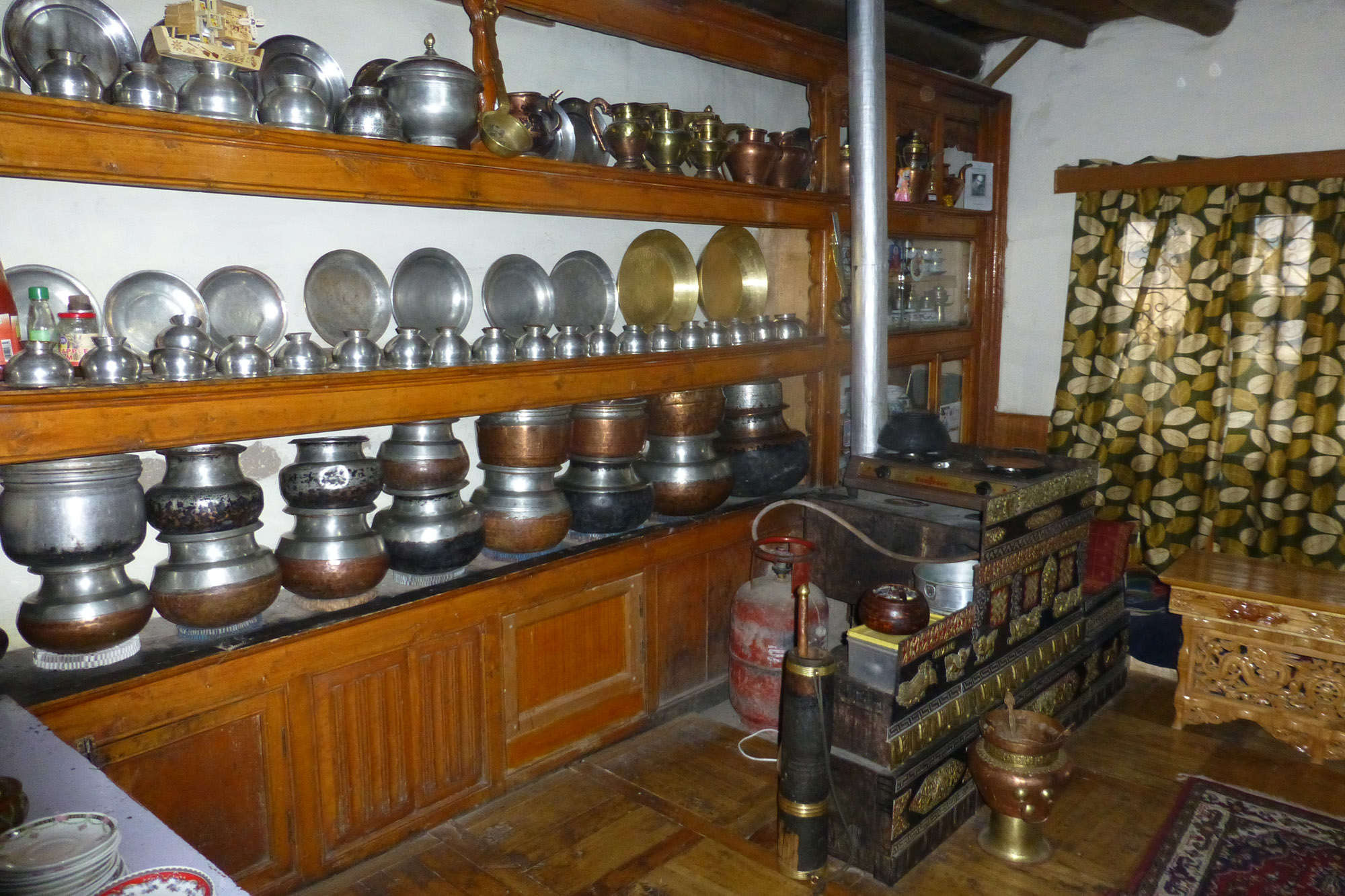 Tsewang's kitchen, with the dongmo in the foreground.