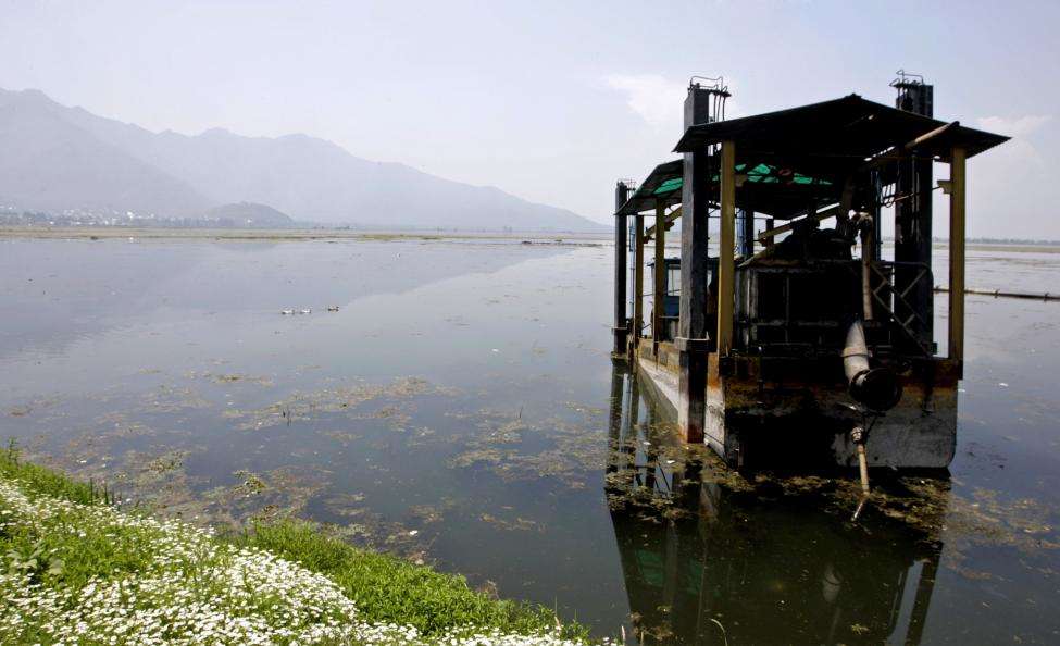 A view of a defunct weed removing machine inside the Dal Lake in Srinagar. (REUTERS/Fayaz Kabli/Files)