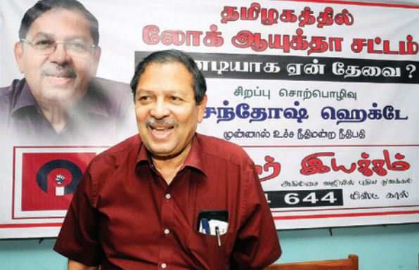 Graft fighter: Former Karnataka Lokayukta Santosh Hegde was in Chennai for a talk on the need for the ombudsman in TN (Photo courtesy: R Ramesh Shankar)