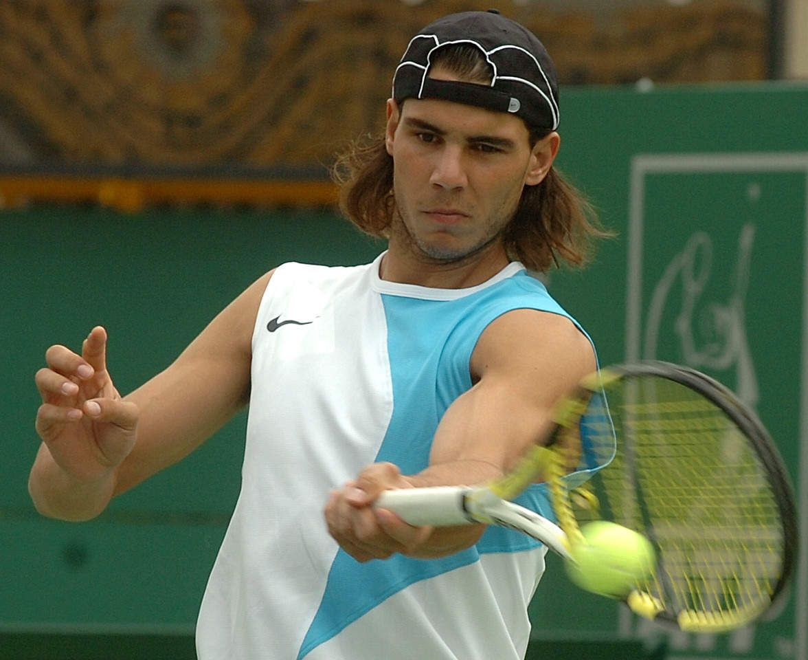 Rafael Nadal of Spain at the practice session at the Chennai Opean ATP Tennis Tournement in Chennai on Sunday.