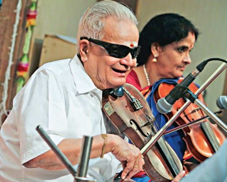 M Chandrasekaran, daughter G Bharathi playing at a concert this year