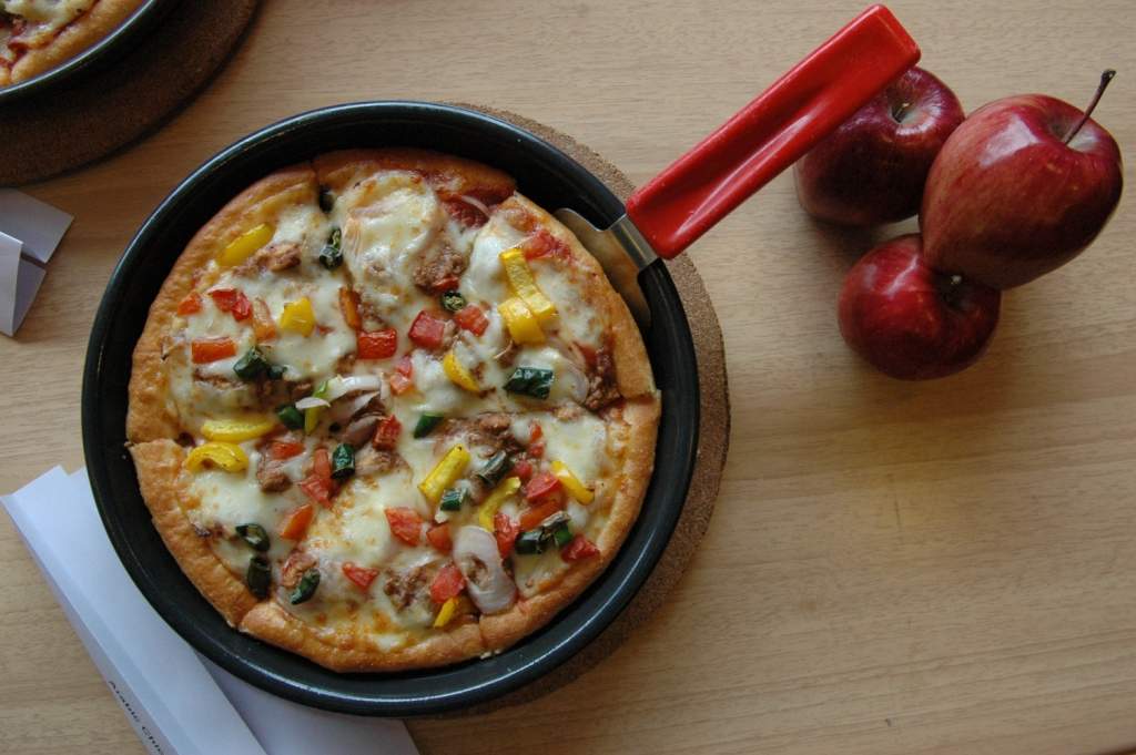 The Arabian Chicken Pizza made for the I-Day Pizza Festival at the Pizza Hut in Bangalore.