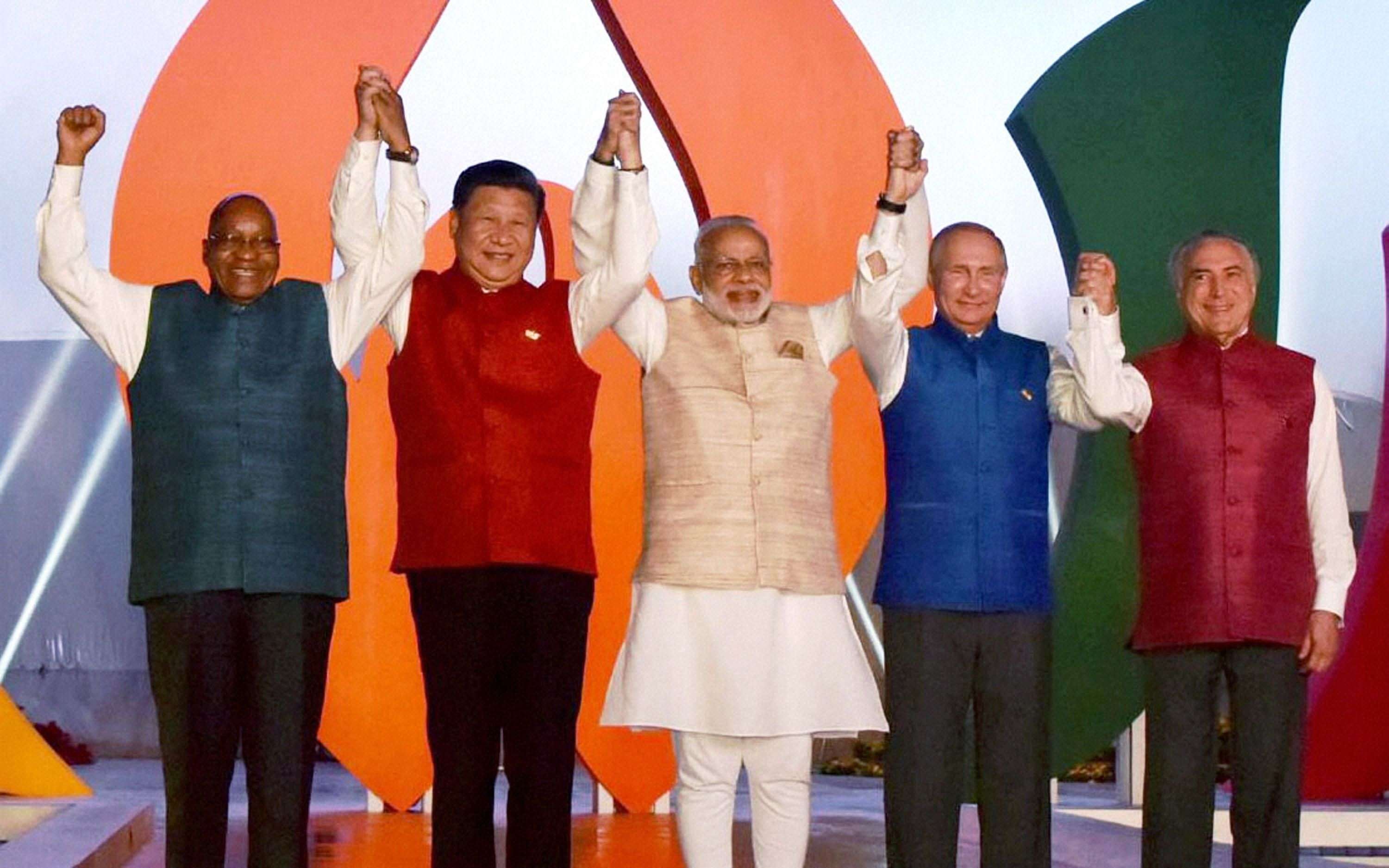 Narendra Modi with BRICS leaders