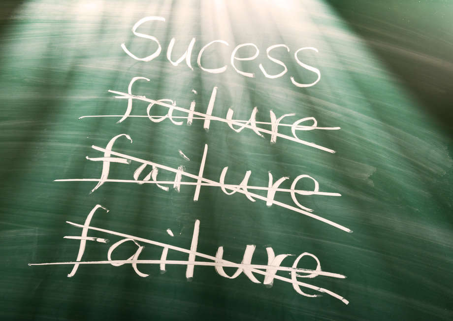 Failure to success, conceptual words on blackboard