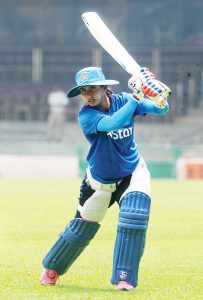 Indian women's cricket team captain Mithali Raj  during net practice ahead of T20 cricket tomorrow at Chinnaswamy stadium in Bengaluru on Monday.