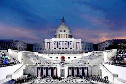 WASHINGTON, DC - JANUARY 20: Preparations are made for the iinauguration on the West Front of the U.S. Capitol on January 20, 2017 in Washington, DC. In today?s inauguration ceremony Donald J. Trump becomes the 45th president of the United States.   Alex Wong/Getty Images/AFP == FOR NEWSPAPERS, INTERNET, TELCOS & TELEVISION USE ONLY ==