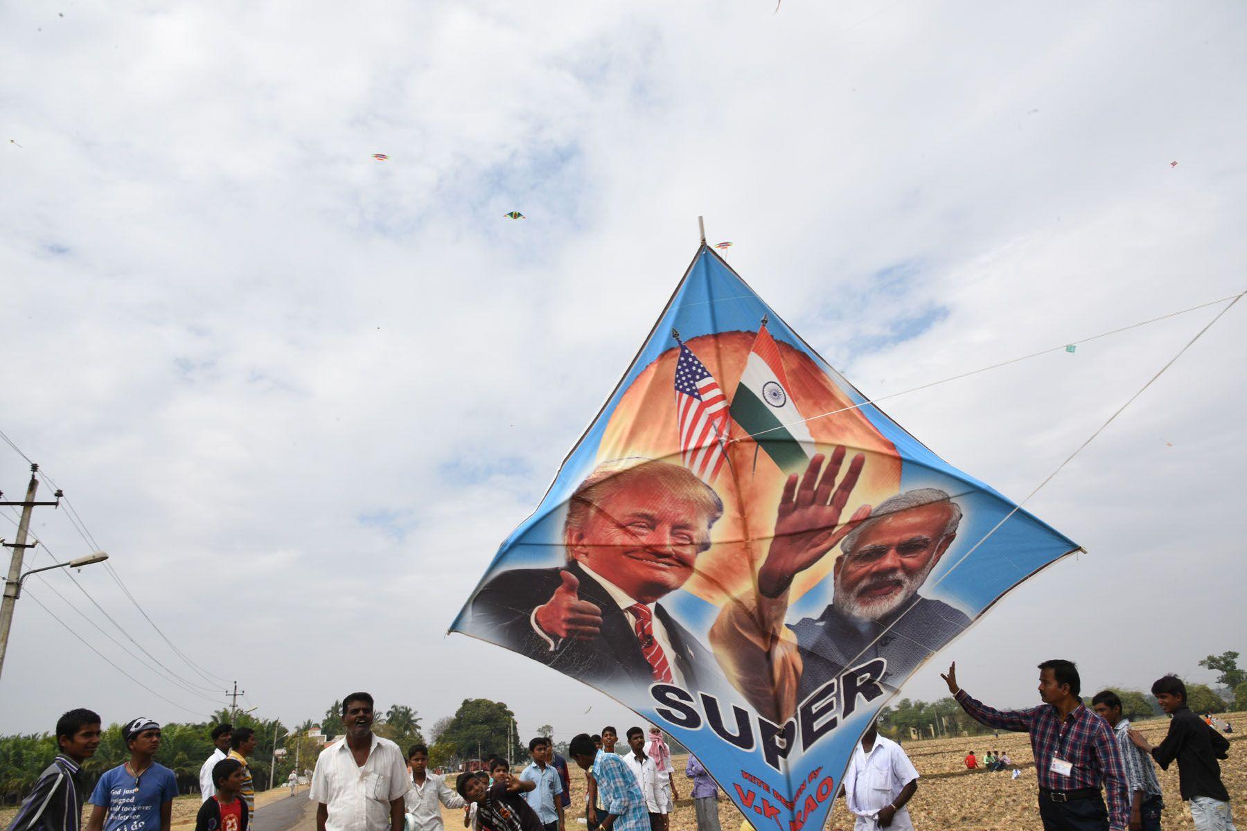 Indo-US friendship in the wake of Trump presidency made it to Suttur fair as a giant kite used the two world leaders bromance as its theme during the kite competition