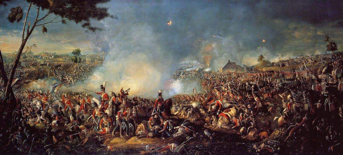 A painting depicting the Battle of Waterloo.