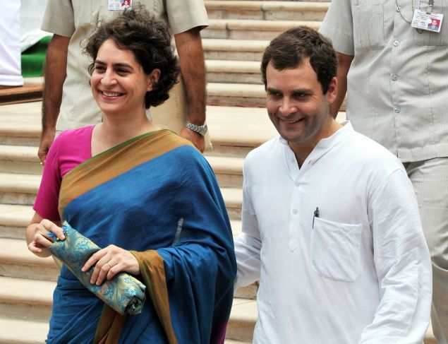 Congress Vice President Rahul Gandhi with sister Priyanka Vadra
