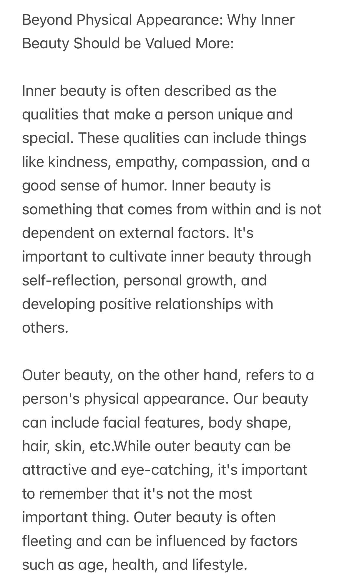inside beauty essay