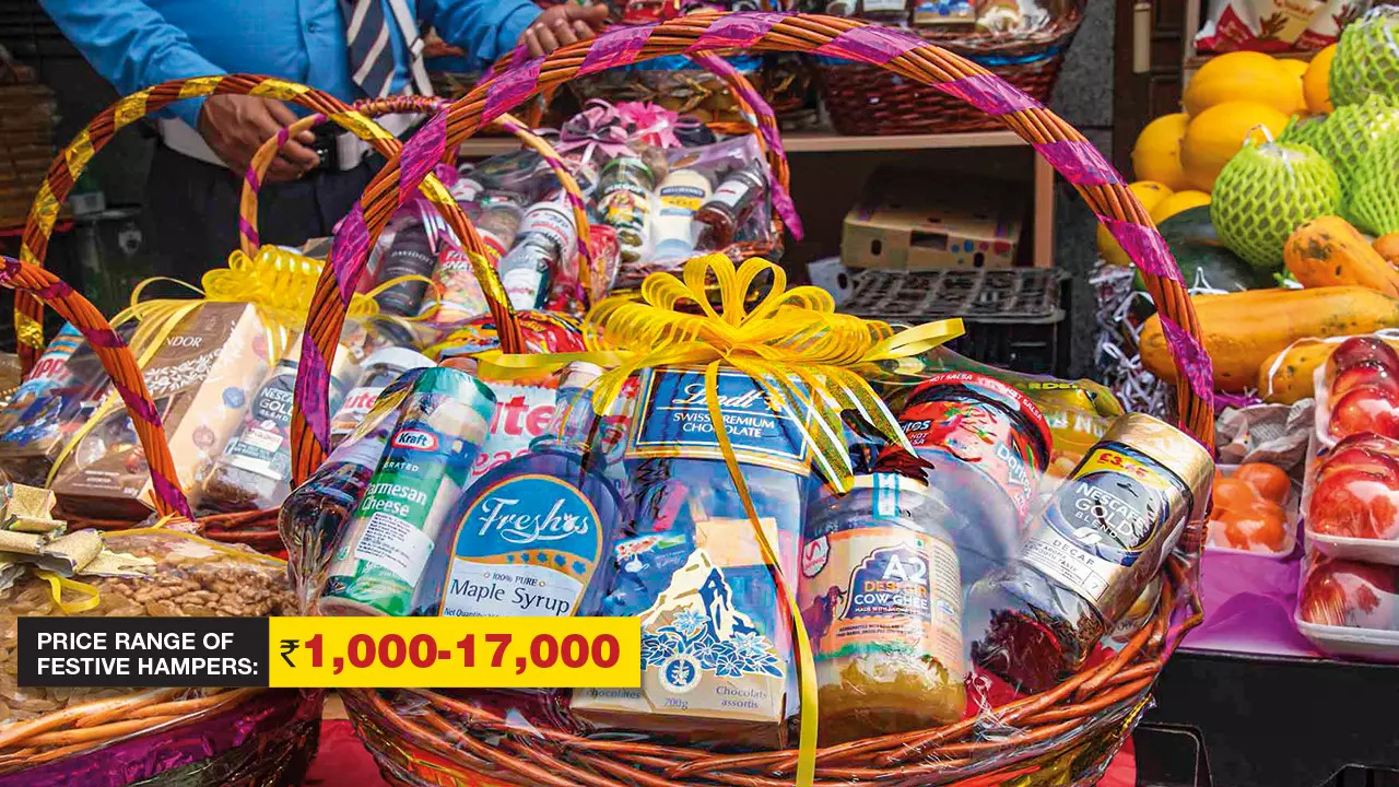 A hamper with imported delights can cost up to 17,000 rupees