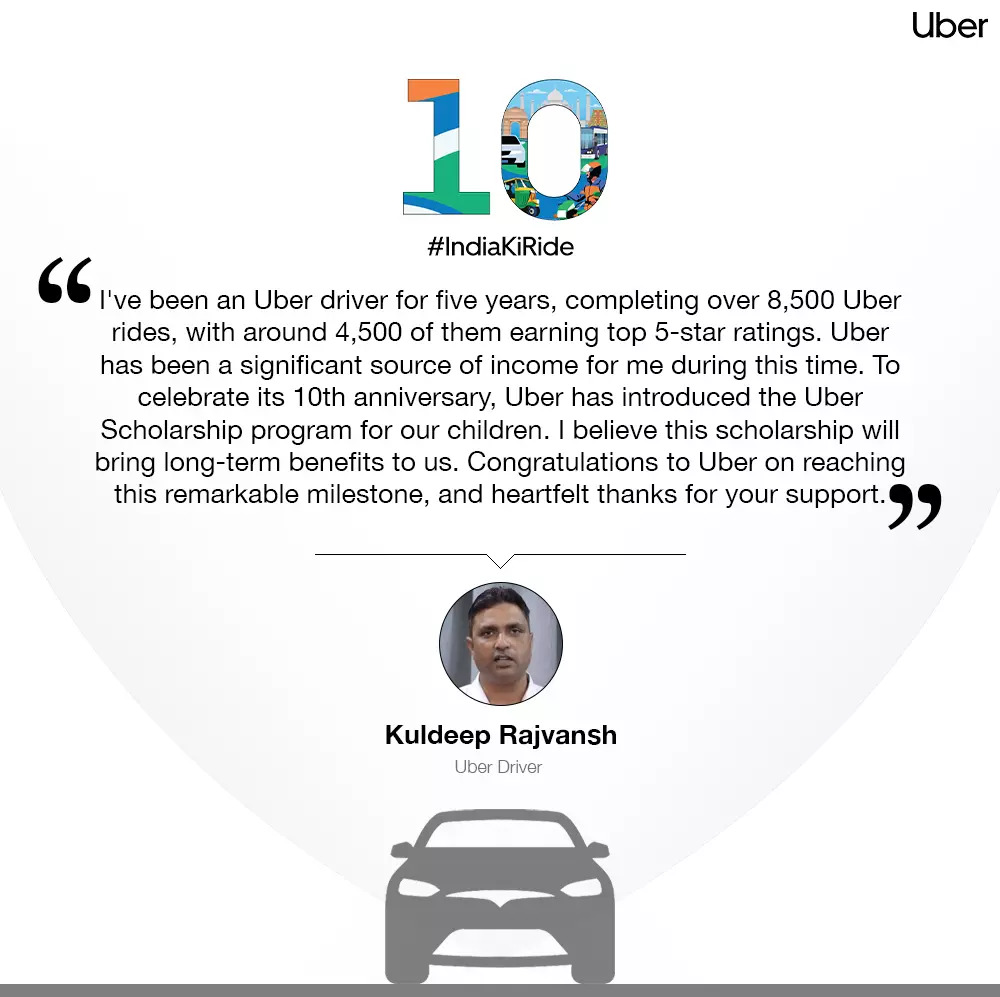 Uber marks ten years in India; grants scholarships, devices for online