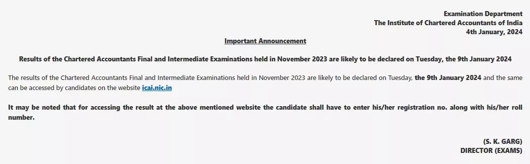 Chartered Accountants Final and Intermediate Result 2023