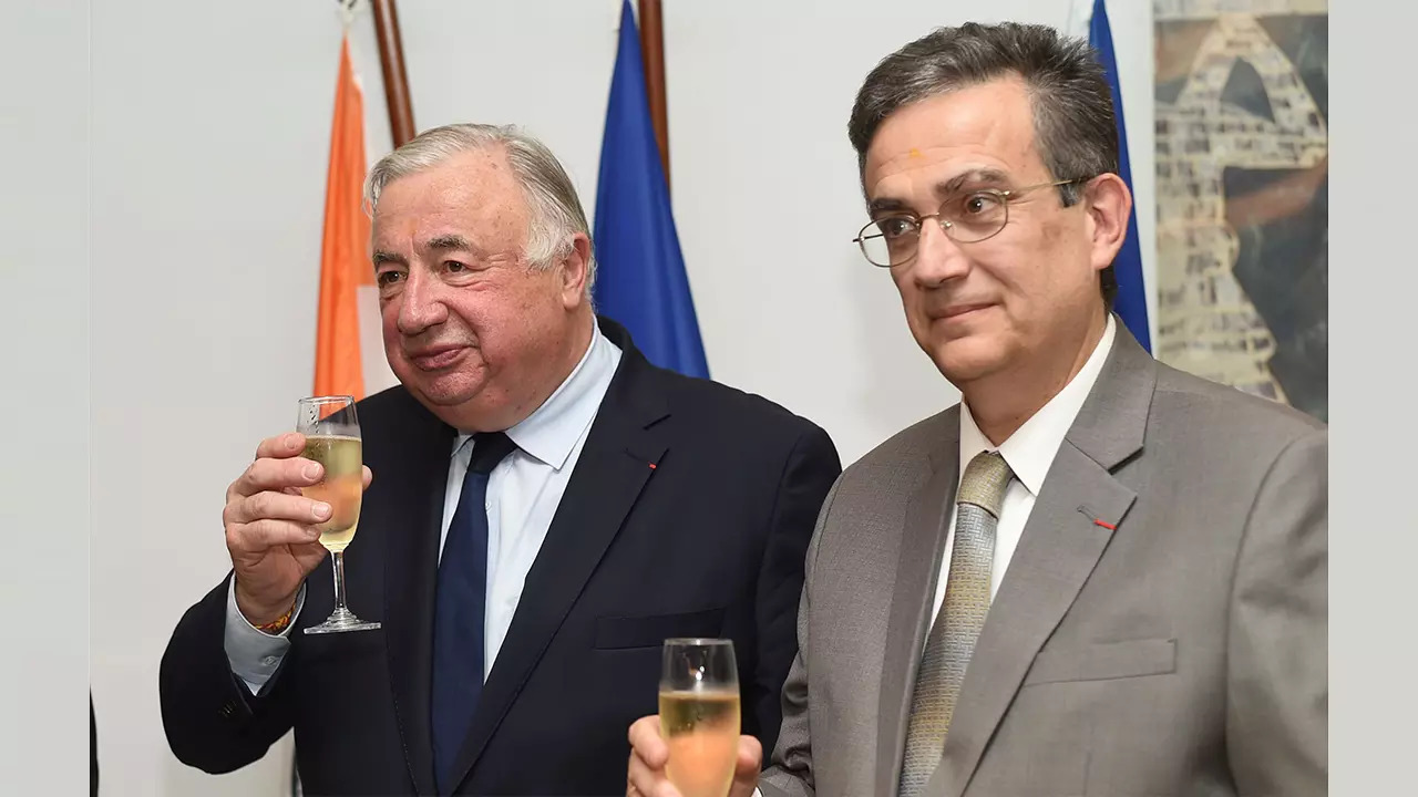 Gerard Larcher, Chairman of the French Senate, and French ambassador Thierry Mathou