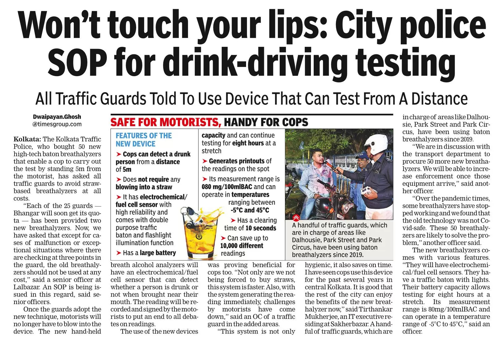 More new breathalyzers for all KP traffic guards