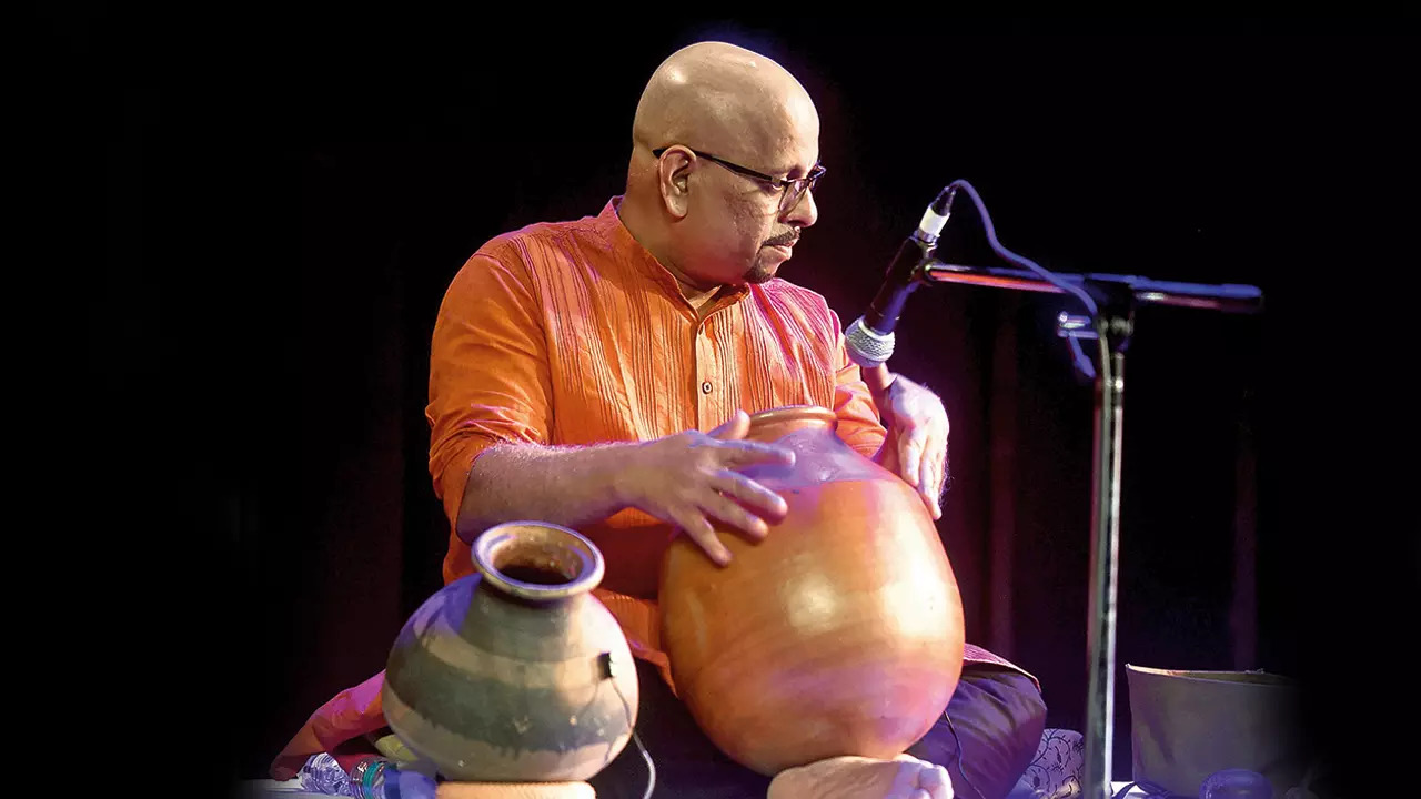 V Suresh playing the ghatam