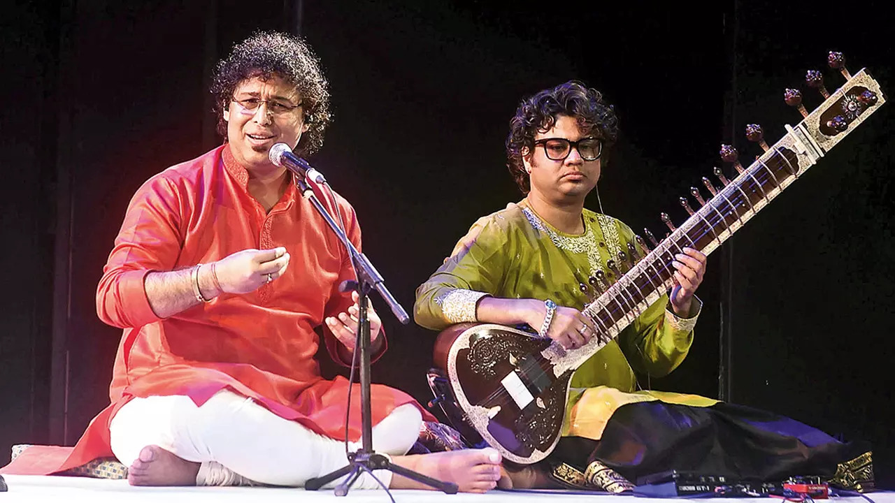 Vocalist Nirmala Roy and Anupam Mallick on the sitar
