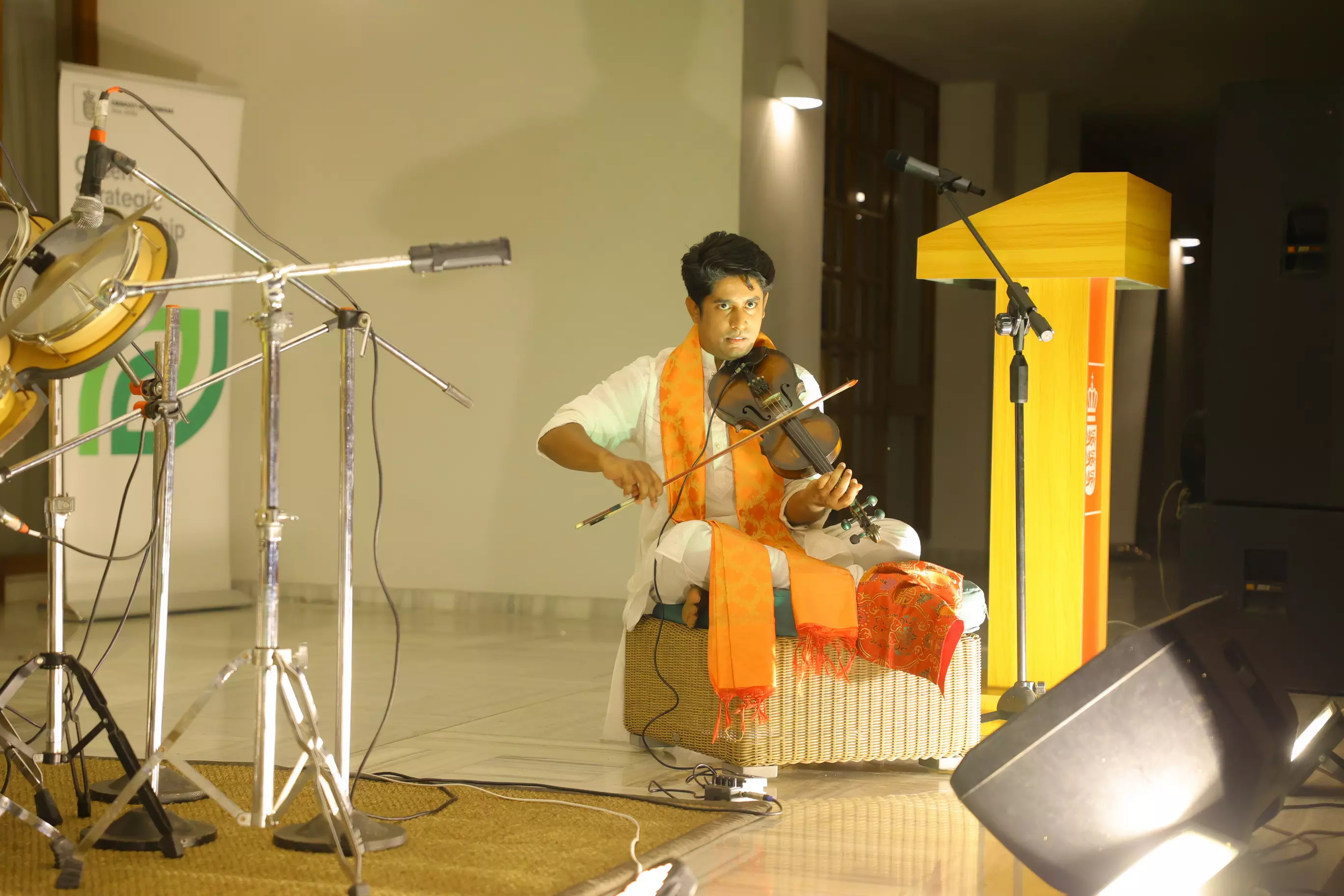 Shubham Sarkar playing the violin