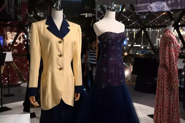 Photo taken on April 17, 2024 shows outfits once worn by Princess Diana at a media preview ahead of the auction by Julian’s Auctions titled “Princess Diana&#39;s Elegance &amp; A Royal Collection” on display i (1)