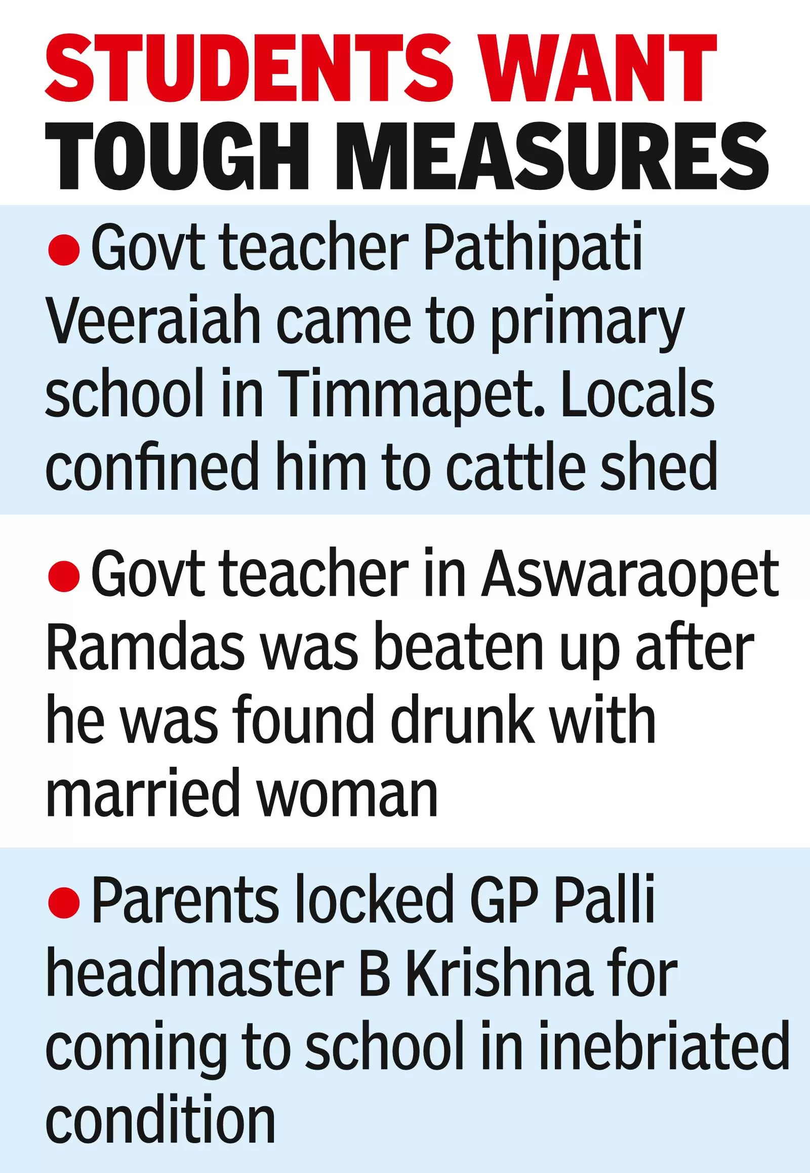 Parents, students lock up drunk govt teacher in school