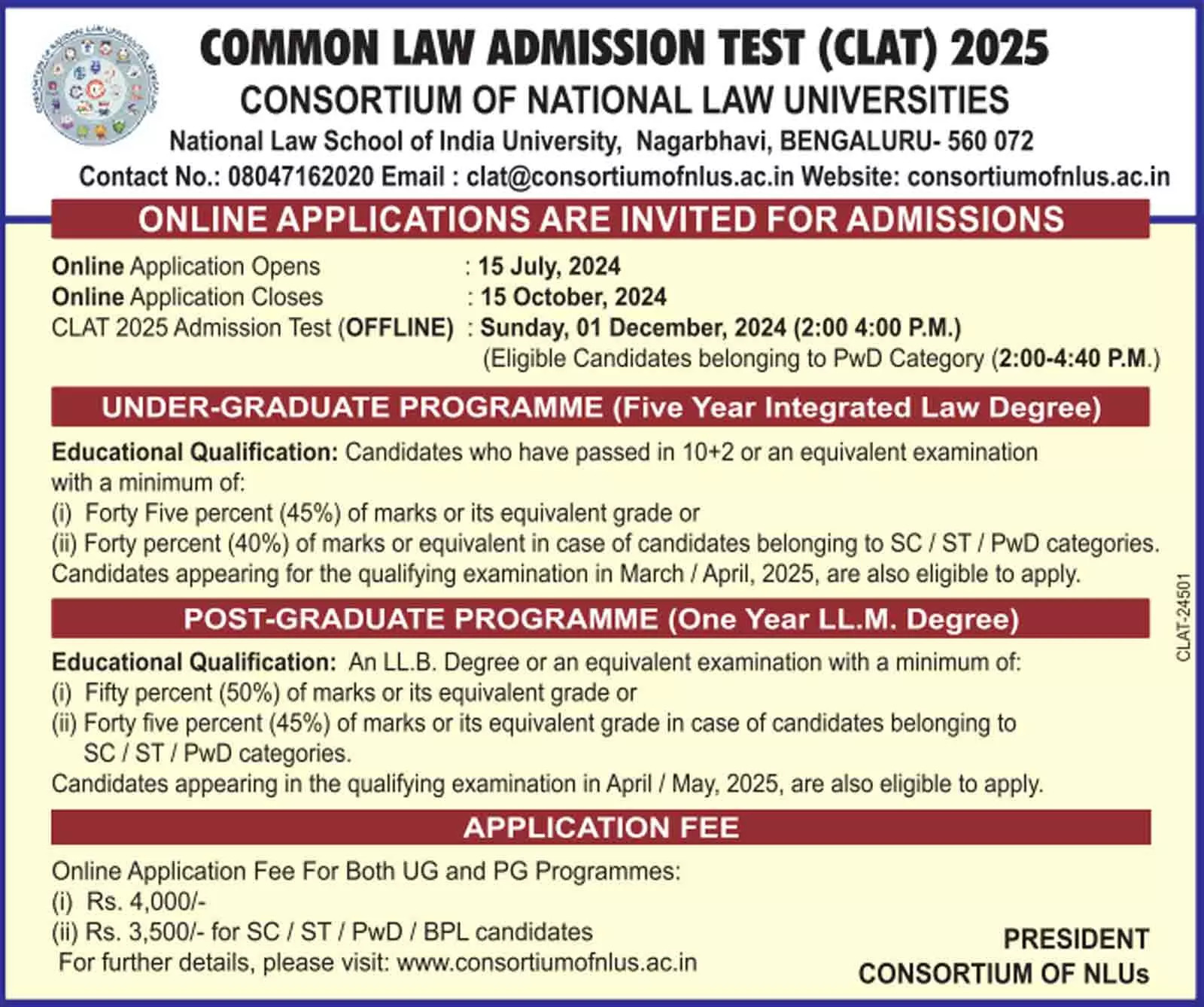 CLAT 2025 Registration