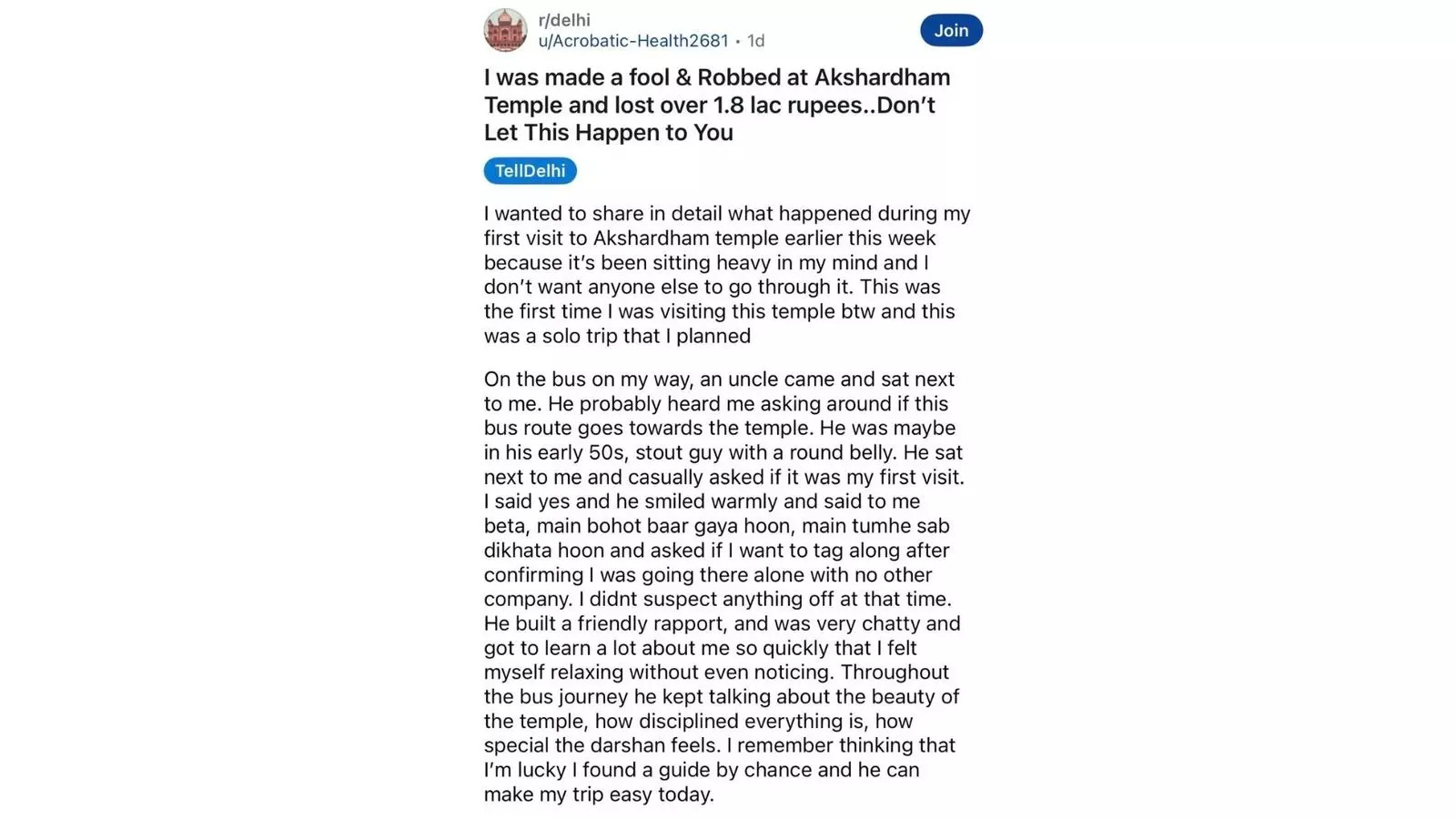 Reddit post