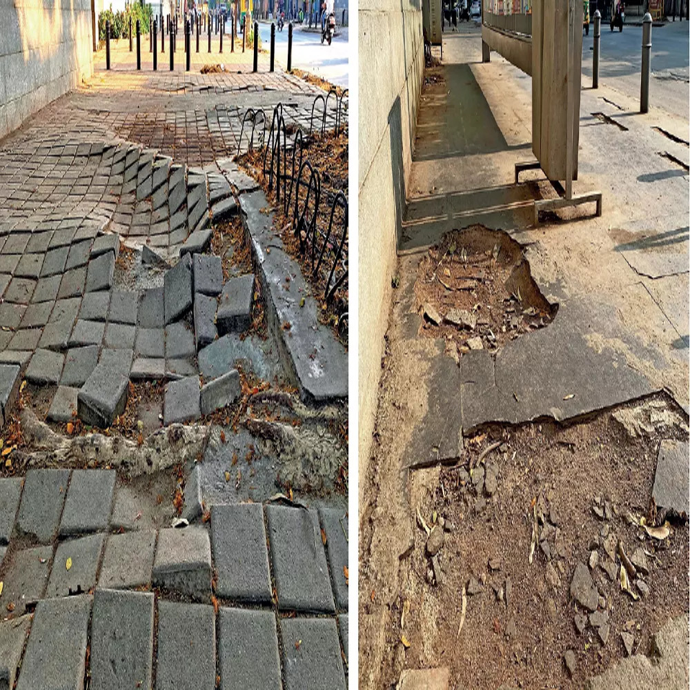 Footpath Defects Broken footpaths highlight neglect in premium road projects