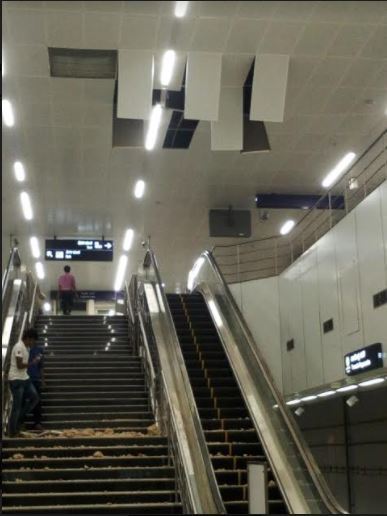 KR Market Metro station: False ceiling falls at KR Market Metro station ...