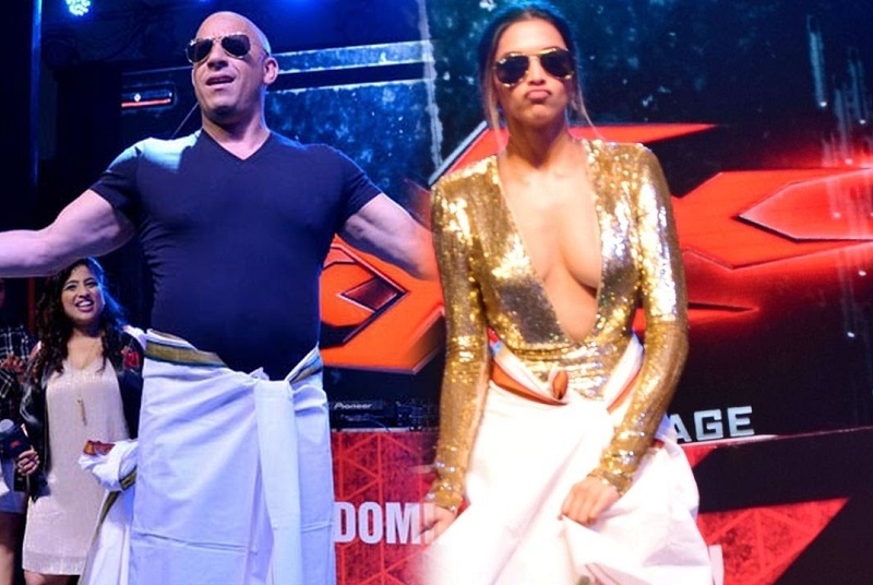 During Promotions of xXx Movie Vin Diesel and Deepika Padukone do the lungi dance