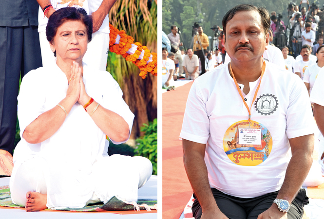 (L) Sanyukta Bhatia, Mayor, Lucknow (R) Anand Kumar (BCCL/ Farhan Ahmad Siddiqui and Aditya Yadav)
