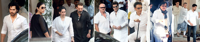 Varun Dhawan, Tabu, Maanayata and Sanjay Dutt, Rakesh Roshan, Jeetendra, Danny Denzongpa, Sanjay Khan dropped by to pay their respects; Kareena, seen here with mother-in-law Sharmila Tagore and actor Kunal Kemmu