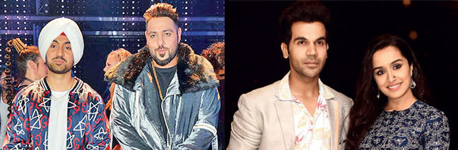 Diljit Dosanjh, Badshah; Rajkummar Rao with Shraddha Kapoor