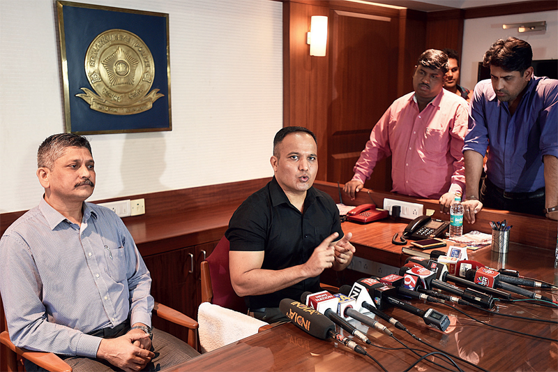 Police officials addressing the media on Friday