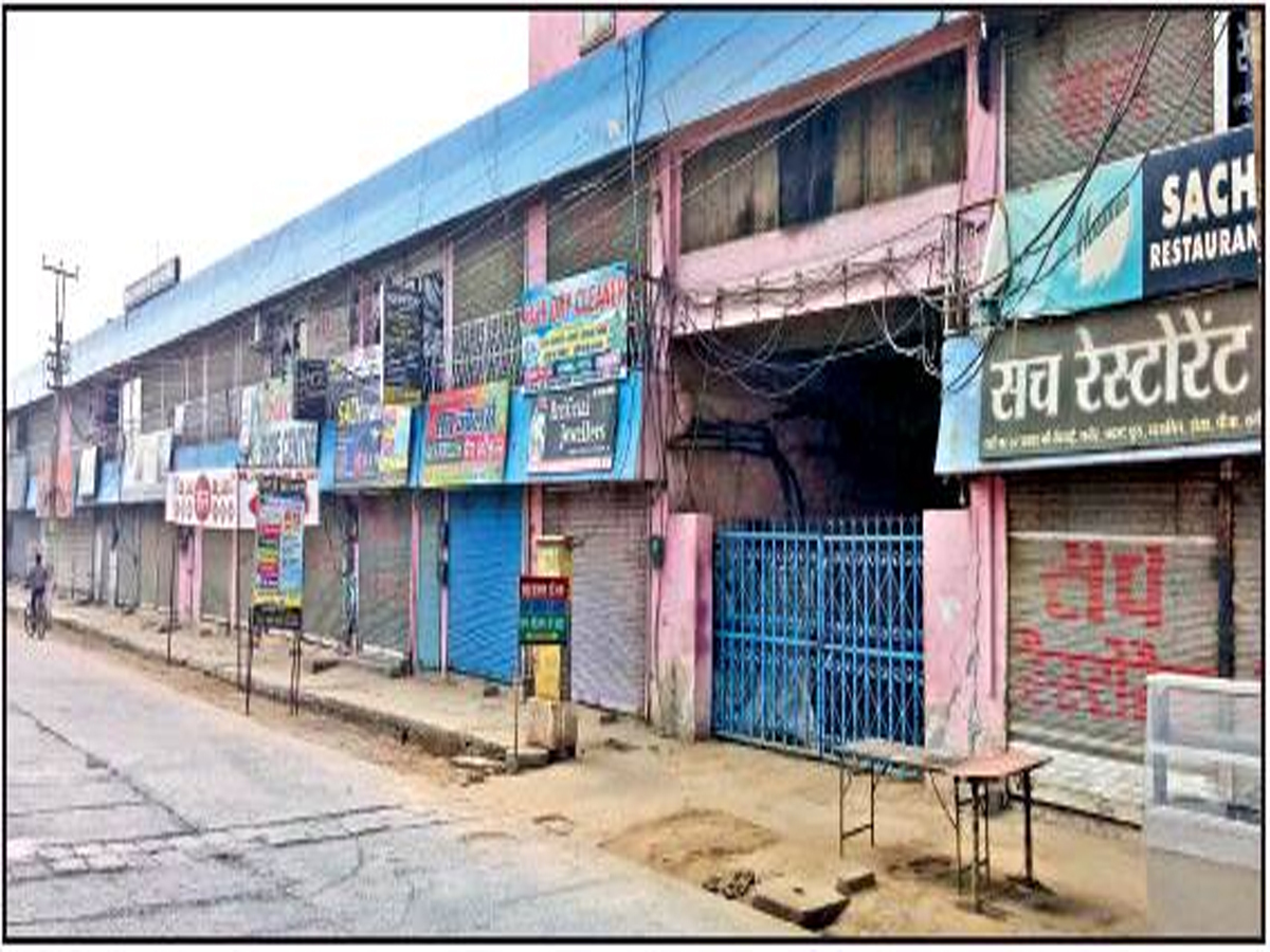 Closed shops in Sirsa town on Friday afternoon Sirsa