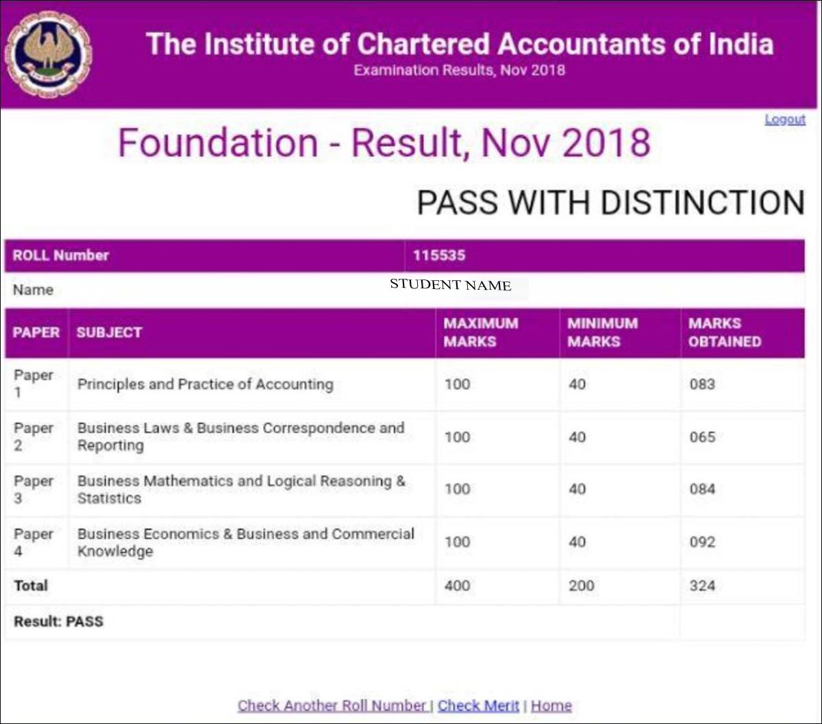 Icai Result Ca Final And Ca Foundation Nov 2018 Results Declared Icai Nic In Check Links Here Times Of India