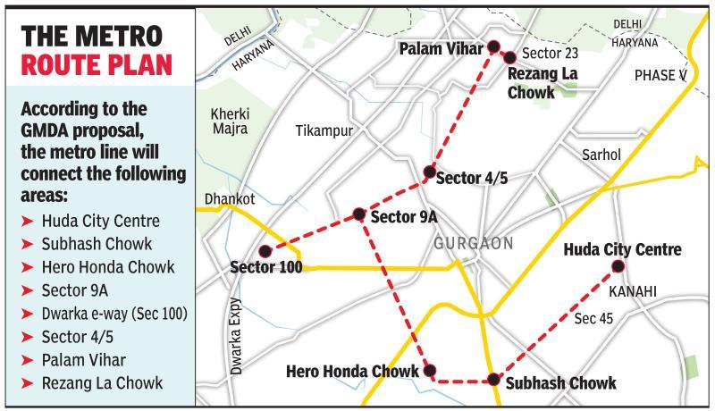 dwarka expressway route map Project Report Ready Metro Linking Dwarka Expressway Set To Get Government Nod Gurgaon News Times Of India dwarka expressway route map