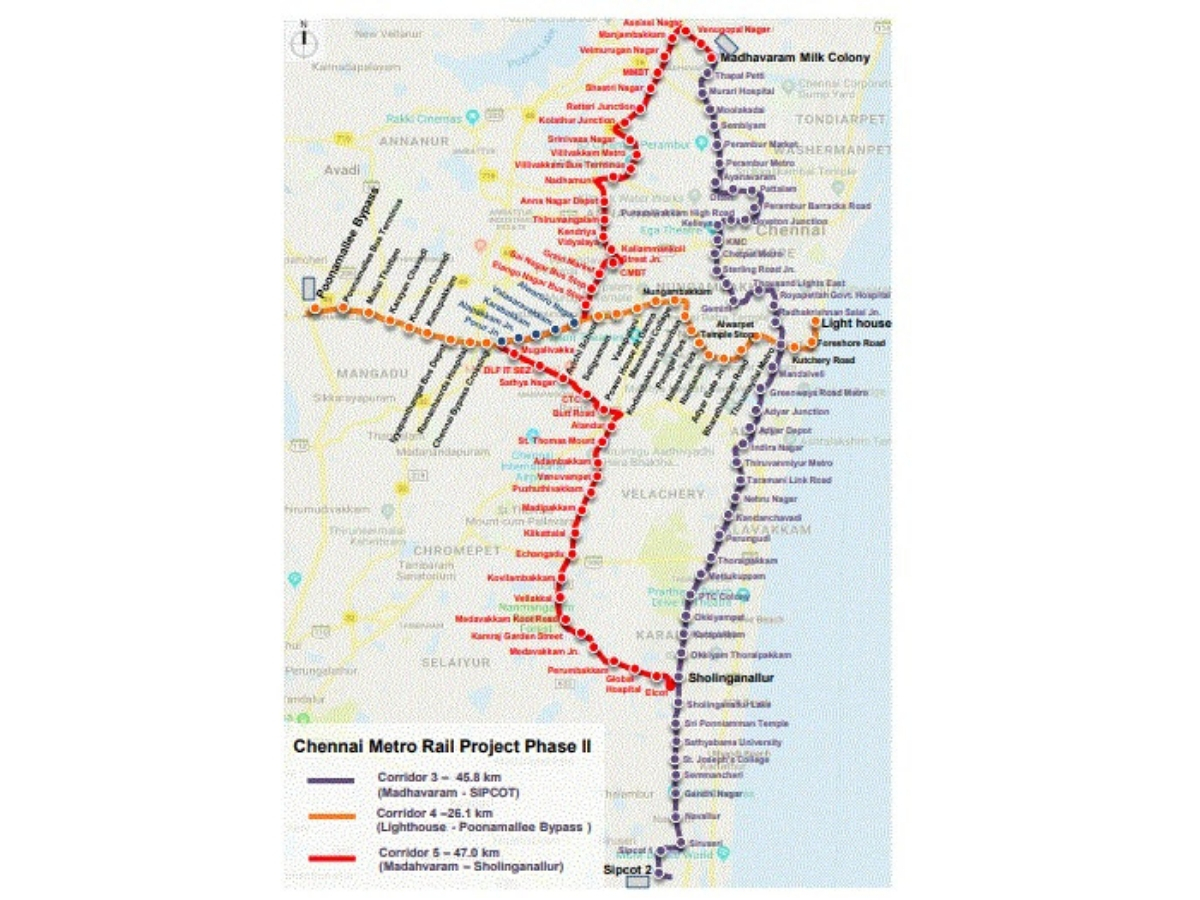 chennai metro rail map Chennai Metro S 118 9km Phase 2 Maps Released Chennai News chennai metro rail map