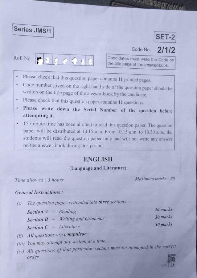 10th English question ... the paper Here\u0027s 2019: complete CBSE